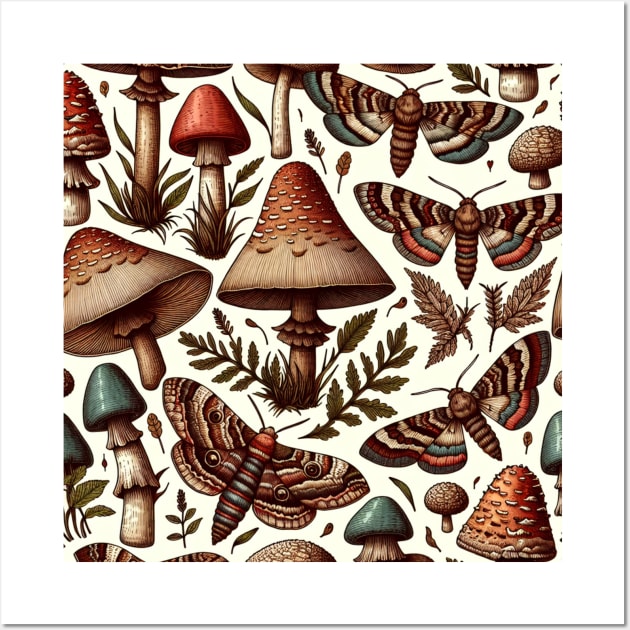 Mushrooms and Moths Wall Art by CreatingChaos